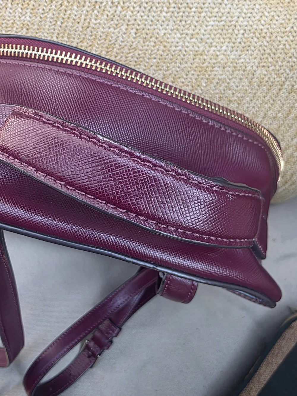 kate spade Burgandy Wine Genuine Leather Backpack with Gold Hardware